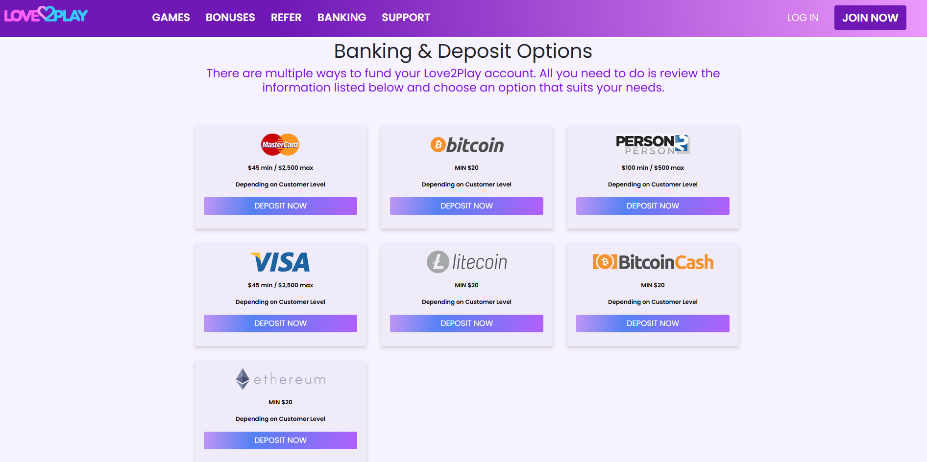 Banking Options: Deposits, Withdrawals, Crypto Support